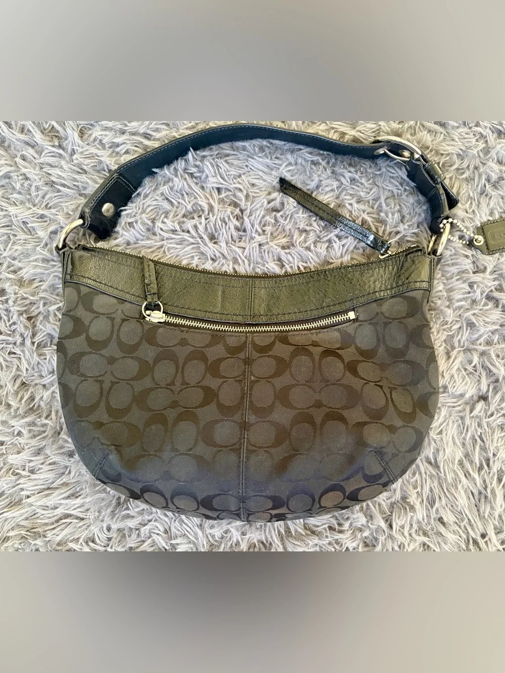 Coach Black Signature Crescent Shoulder Bag